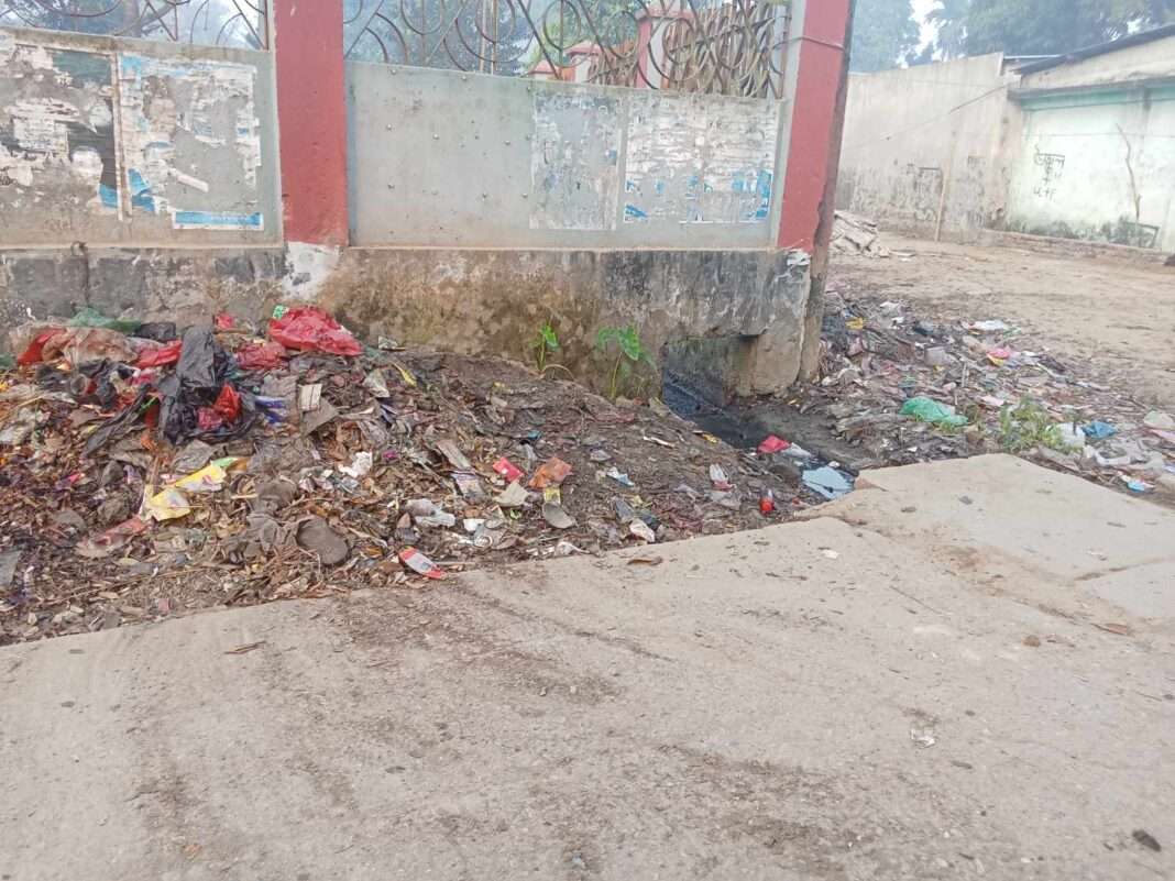 ময়লার ভাগার জলসুখা ইউপির সামনের রাস্তা